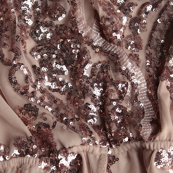 Reverse Australian Brand Sequins Rose Gold Long Sleeves Short Romper - Picture 4 of 5